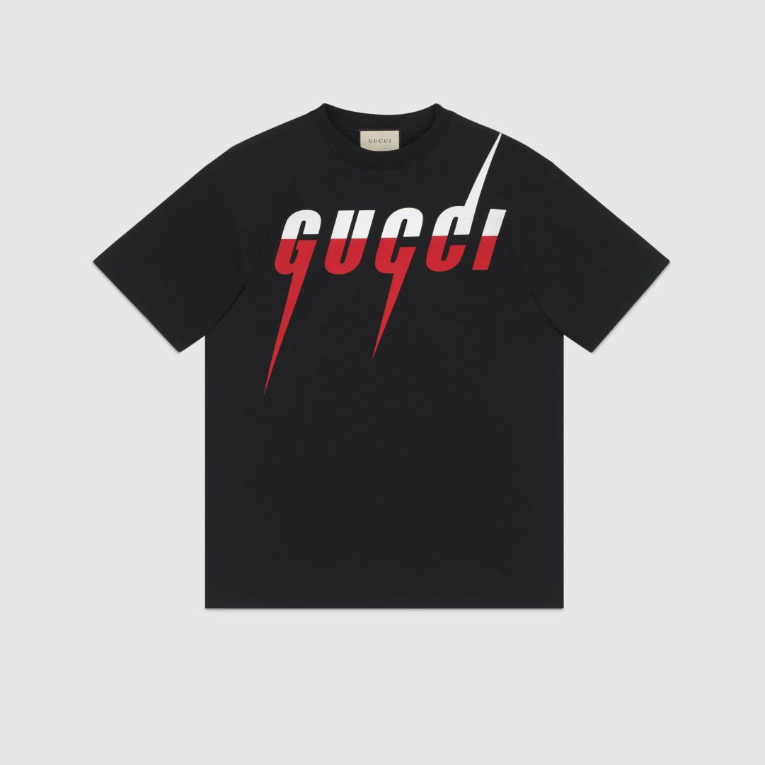 Uomo Gucci T Shirt E Polo T Shirt Con Stampa Gucci Blade Cotone Nero • Gloriajofashion 